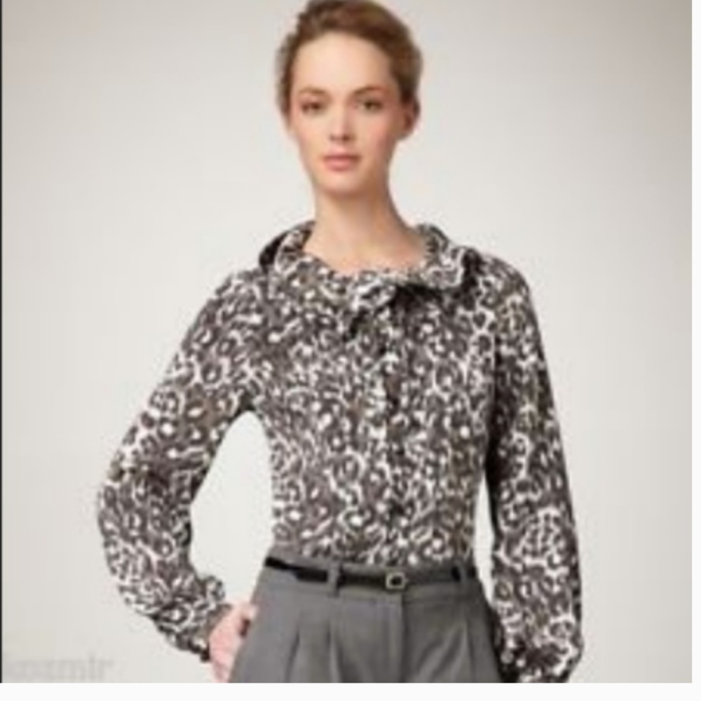 Kate Spade Lynette leopard print blouse size 0 nwt